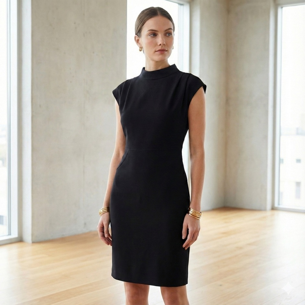 Sarah Pacini black mock neck sleeveless sheath dress - XS (0)